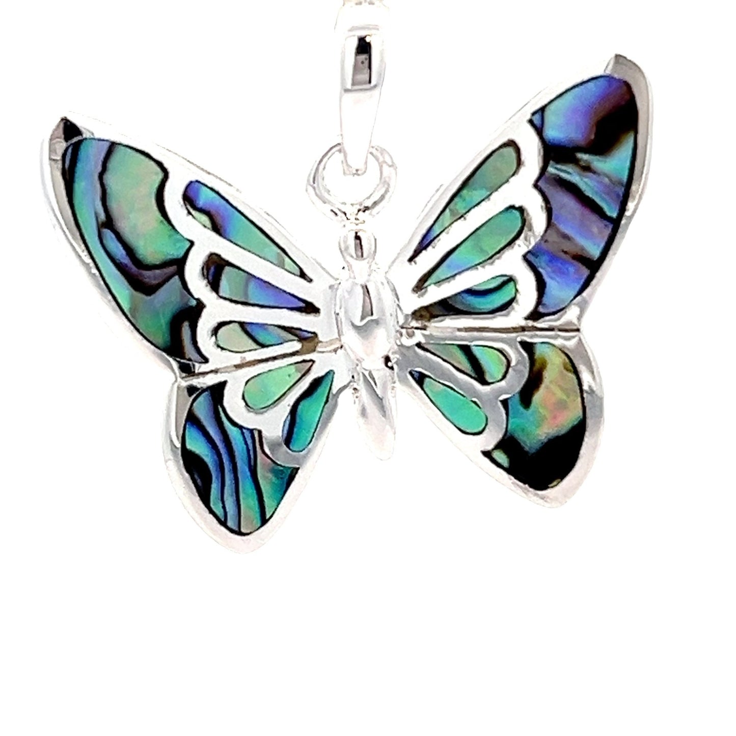 925 Sterling Silver abalone shell butterfly pendant SPD4048 - FJewellery