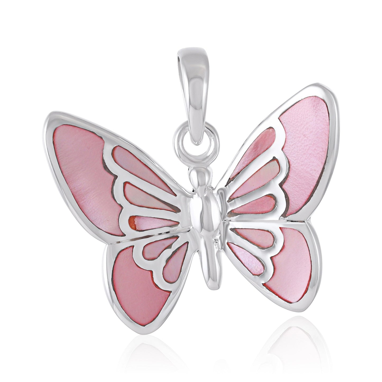 925 Sterling Silver Abalone Shell Butterfly Pendant