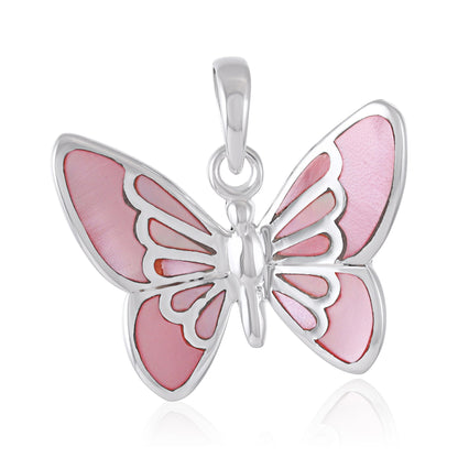 925 Sterling Silver Abalone Shell Butterfly Pendant