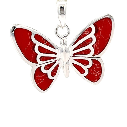 925 Sterling Silver abalone shell butterfly pendant SPD4048 - FJewellery