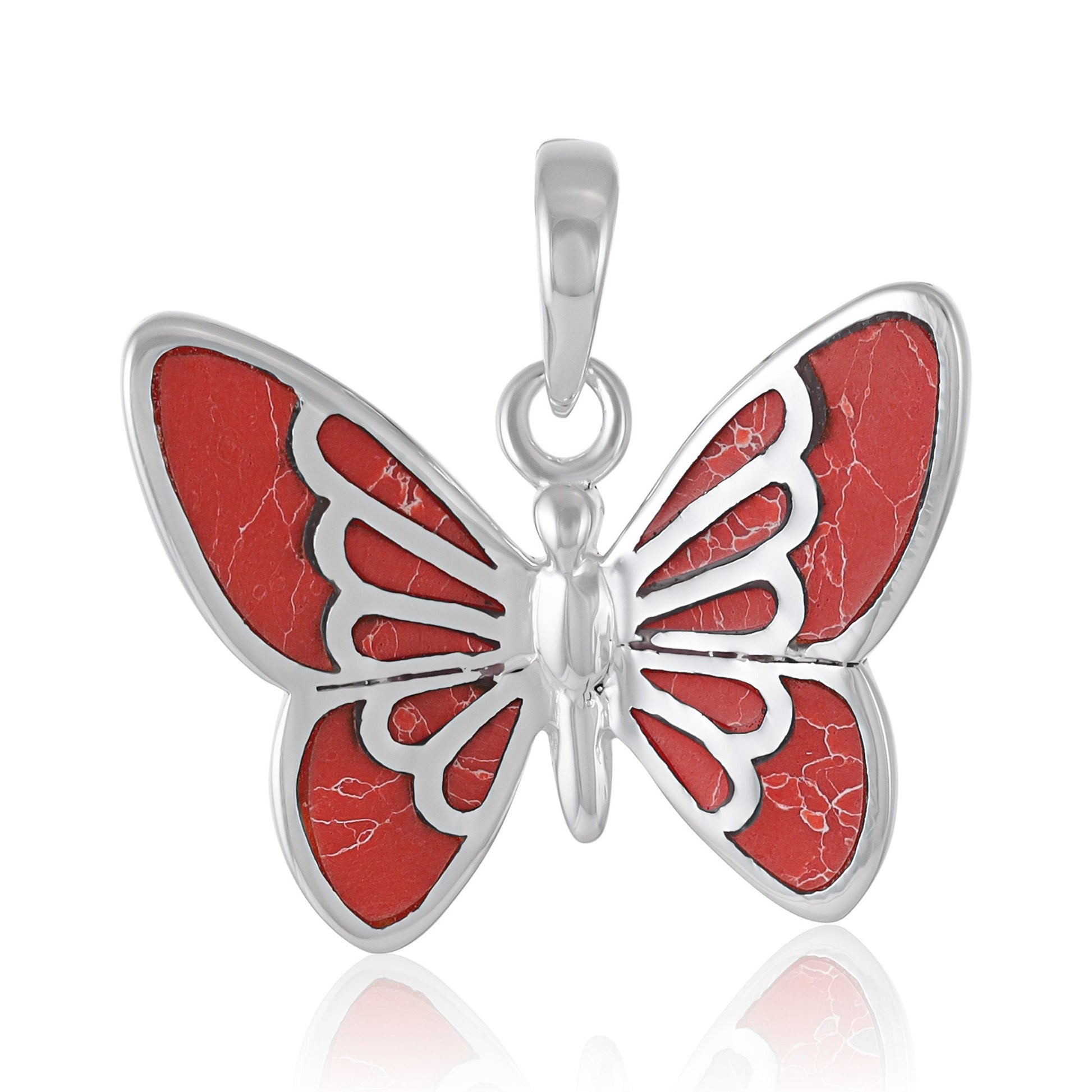 925 Sterling Silver Abalone Shell Butterfly Pendant SPD4048 - FJewellery