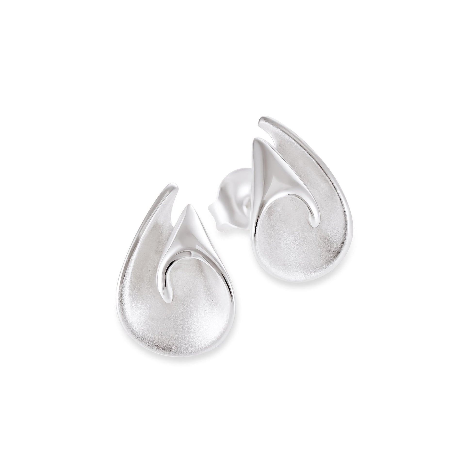 925 Sterling Silver Abstract Shell Earrings SER10002 - FJewellery