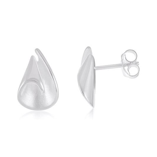 925 Sterling Silver Abstract Shell Earrings SER10002 - FJewellery