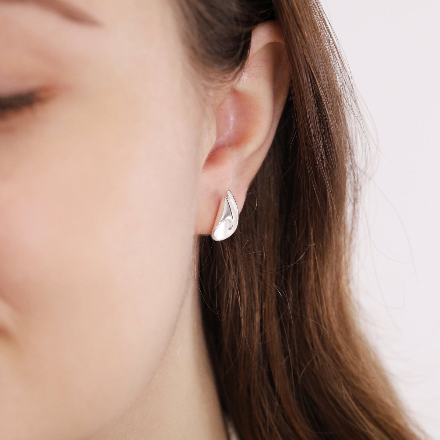 925 Sterling Silver Abstract Shell Earrings SER10002 - FJewellery