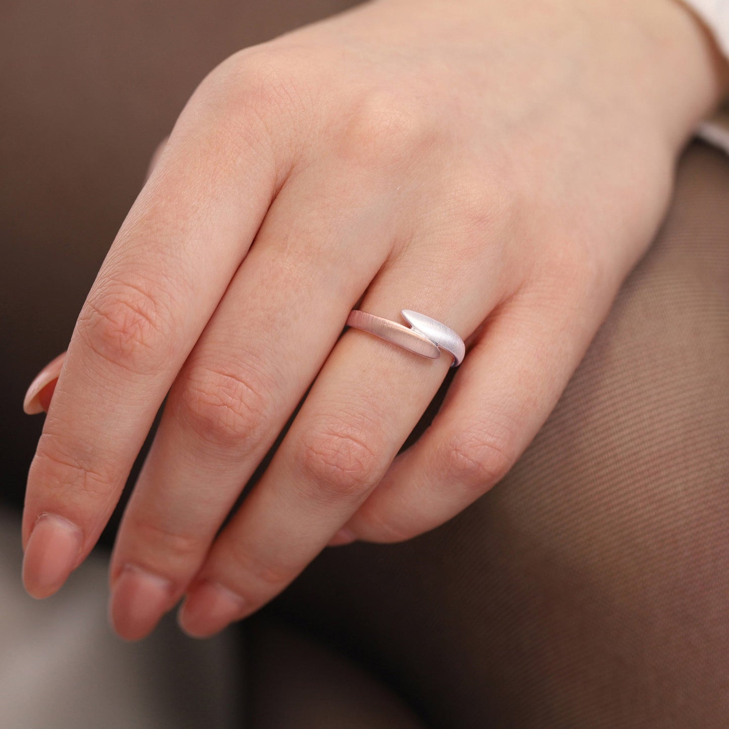 925 Sterling silver and rose ring SRN10001 - FJewellery