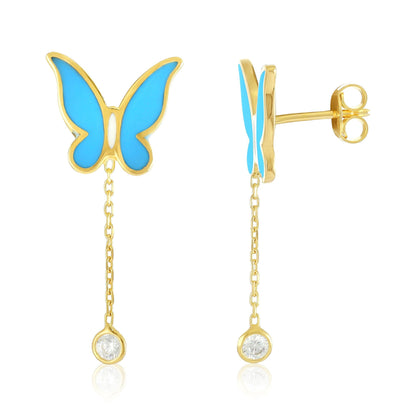 925 sterling silver blue butterfly earrings PER8006 - B - FJewellery