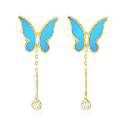 925 sterling silver blue butterfly earrings PER8006 - B - FJewellery