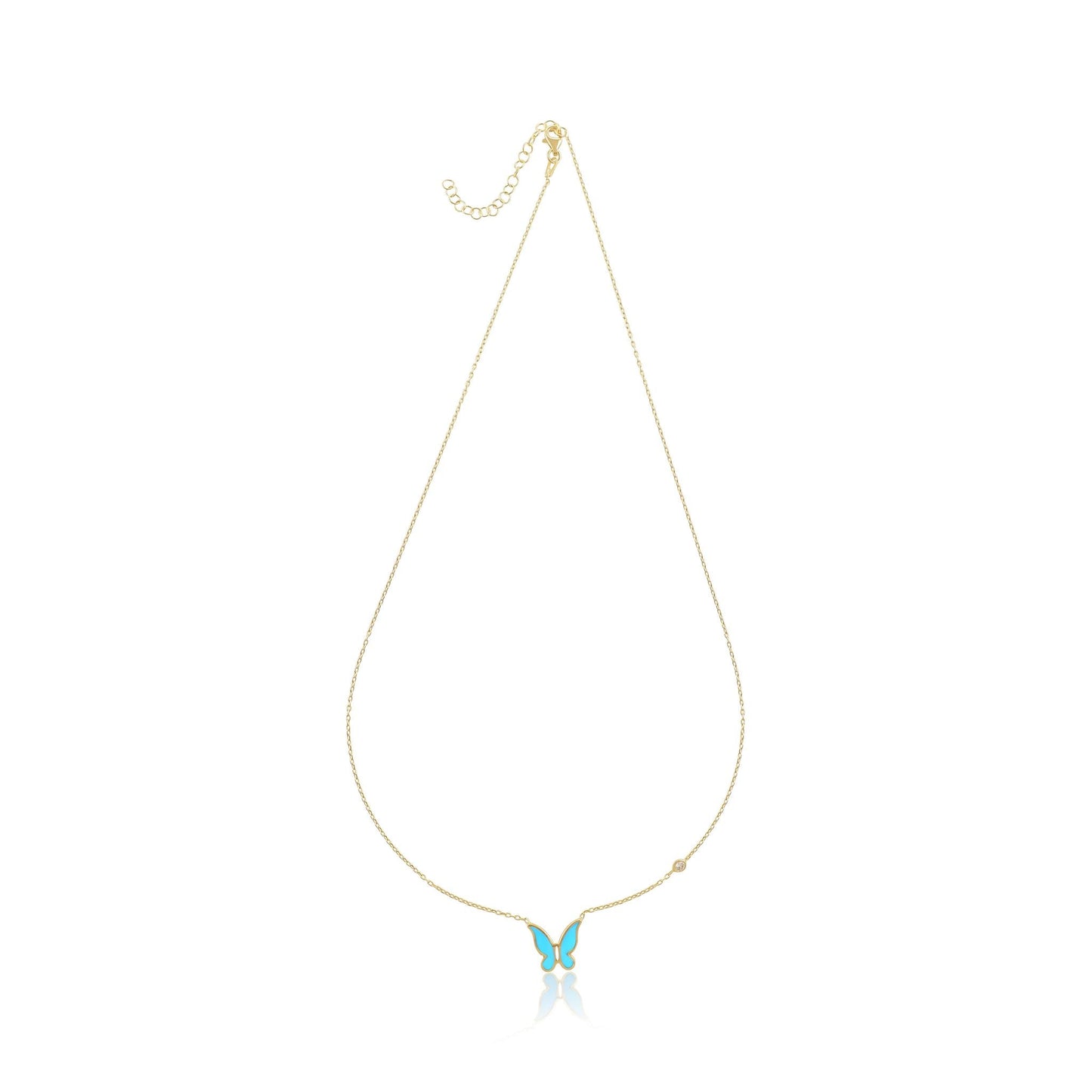 925 sterling silver blue butterfly necklace PNK8006 - B - FJewellery