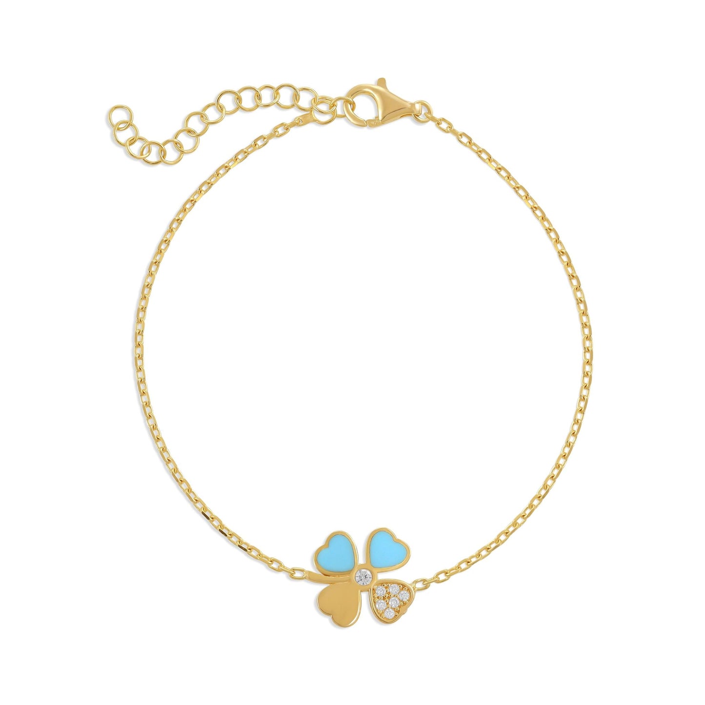 925 sterling silver blue clover bracelet PBR8008 - B - FJewellery