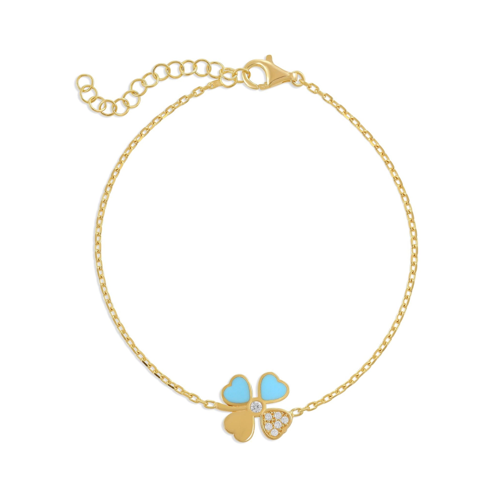 925 sterling silver blue clover bracelet PBR8008 - B - FJewellery