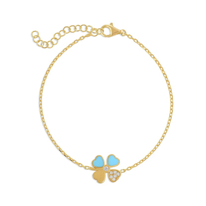 925 sterling silver blue clover bracelet PBR8008 - B - FJewellery