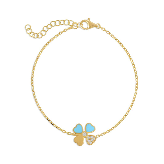 925 sterling silver blue clover bracelet PBR8008 - B - FJewellery