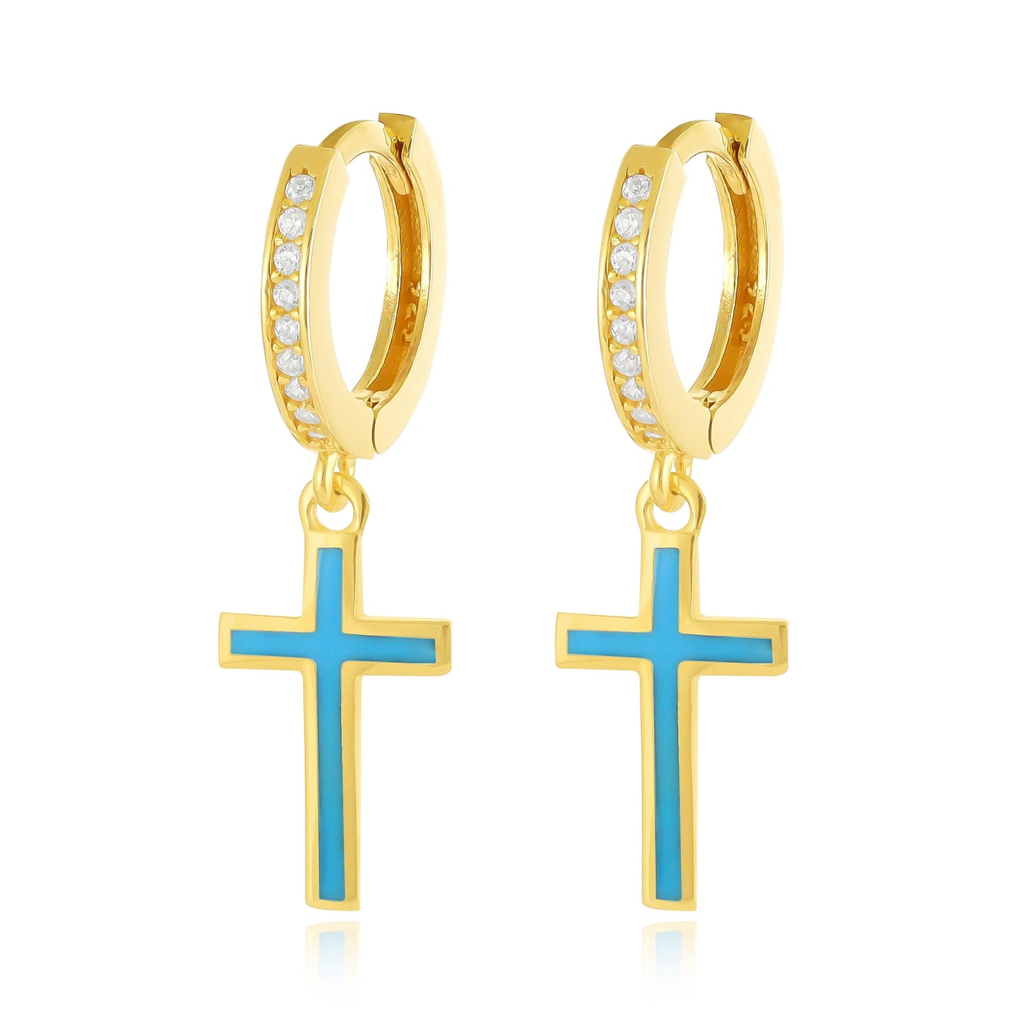 925 sterling silver blue cross earrings PER8007 - B - FJewellery
