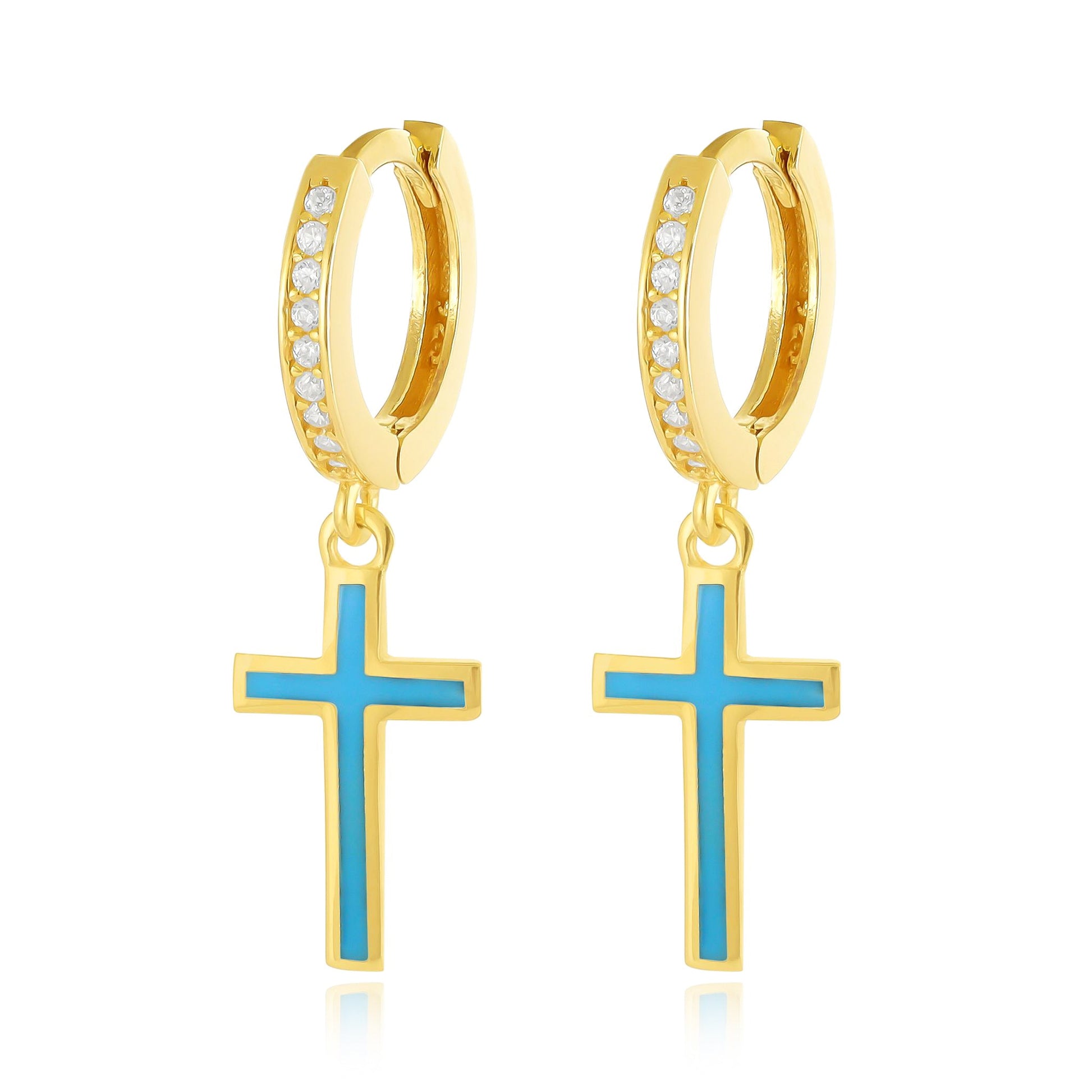925 sterling silver blue cross earrings PER8007 - B - FJewellery