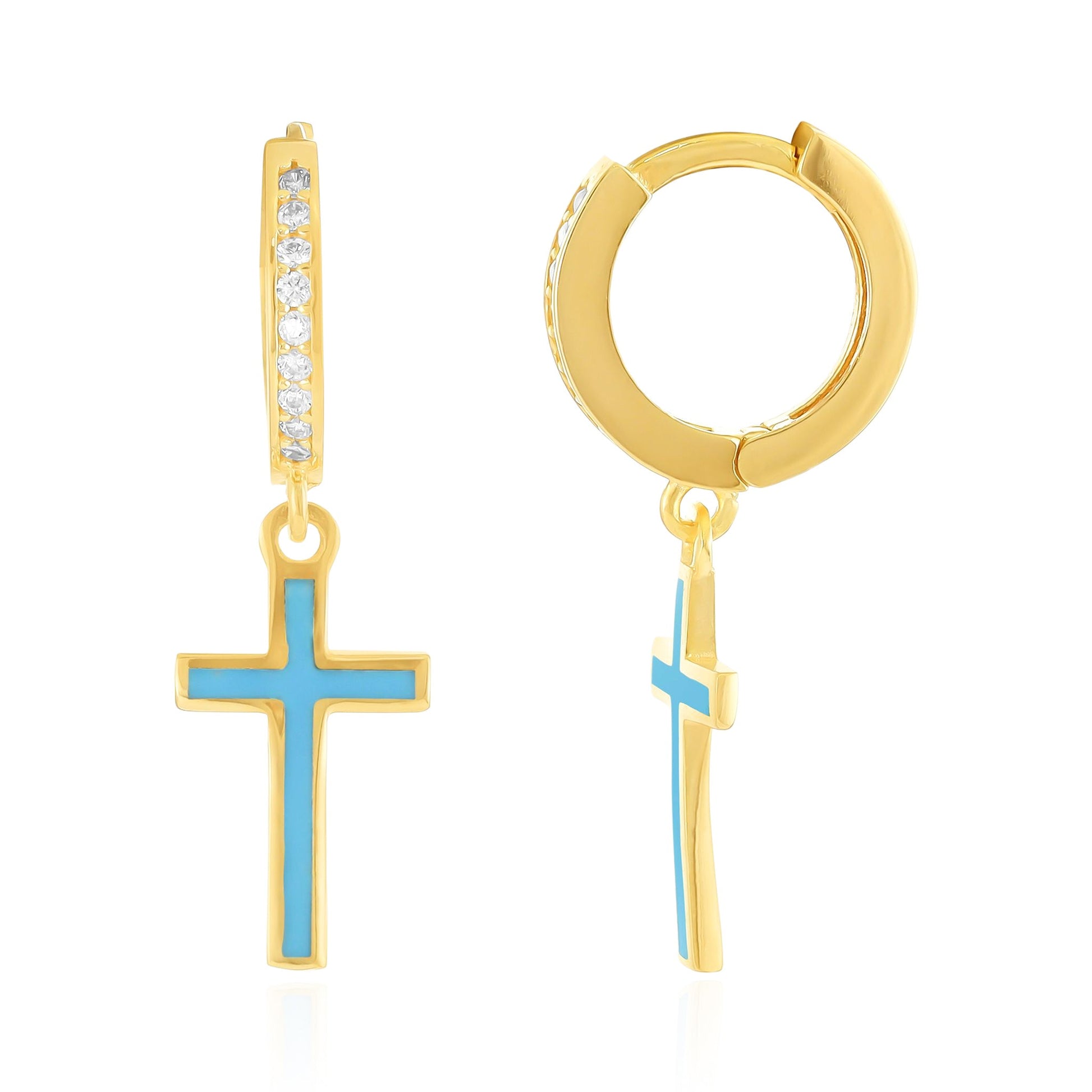 925 sterling silver blue cross earrings PER8007 - B - FJewellery