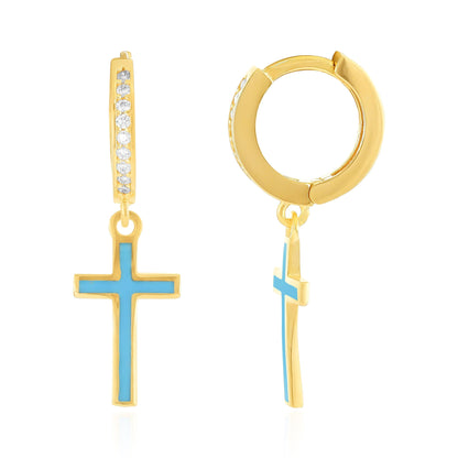 925 sterling silver blue cross earrings PER8007 - B - FJewellery
