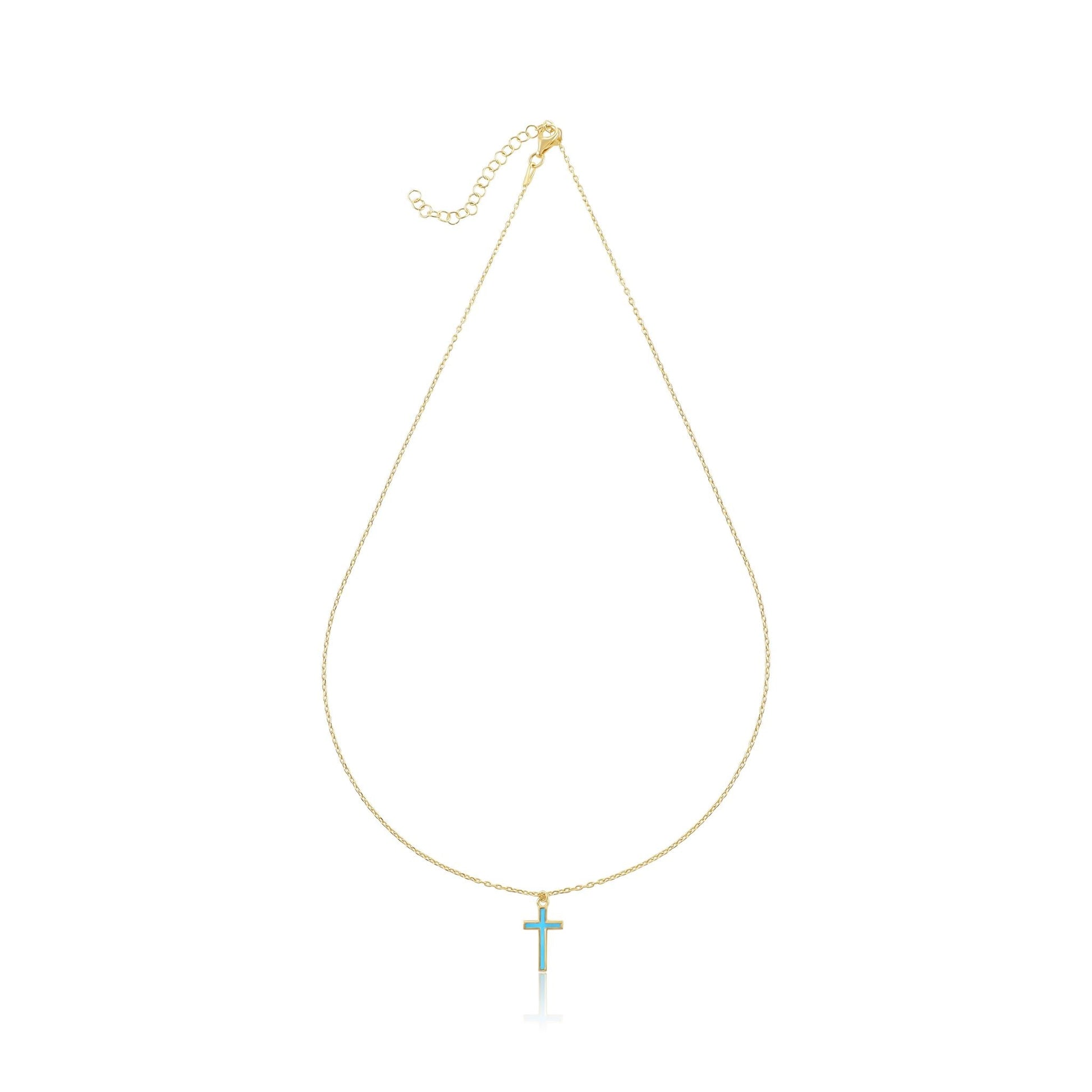 925 sterling silver blue cross necklace PNK8007 - B - FJewellery
