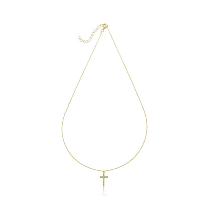 925 sterling silver blue cross necklace PNK8007 - B - FJewellery