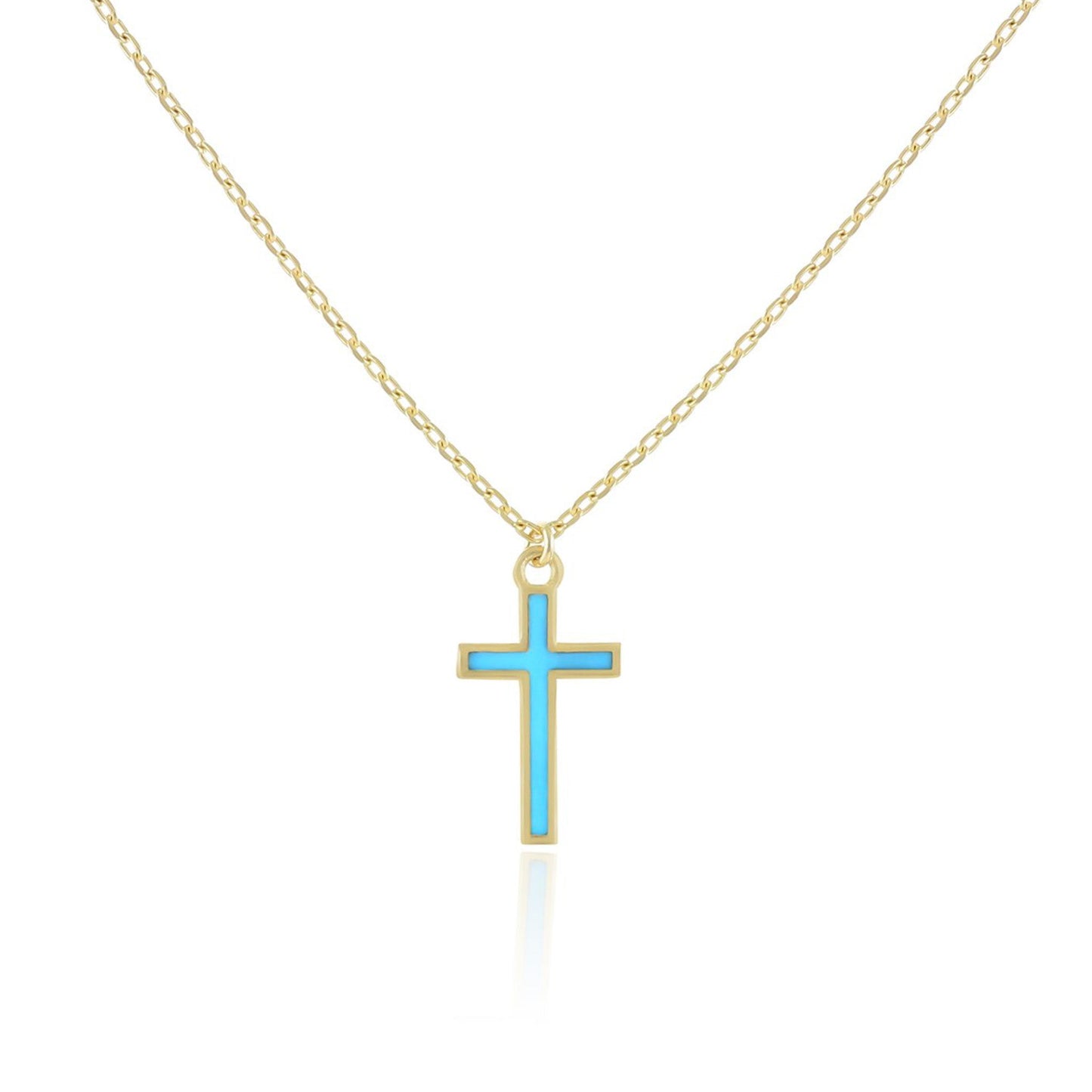925 sterling silver blue cross necklace PNK8007 - B - FJewellery