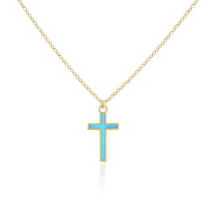 925 sterling silver blue cross necklace PNK8007 - B - FJewellery