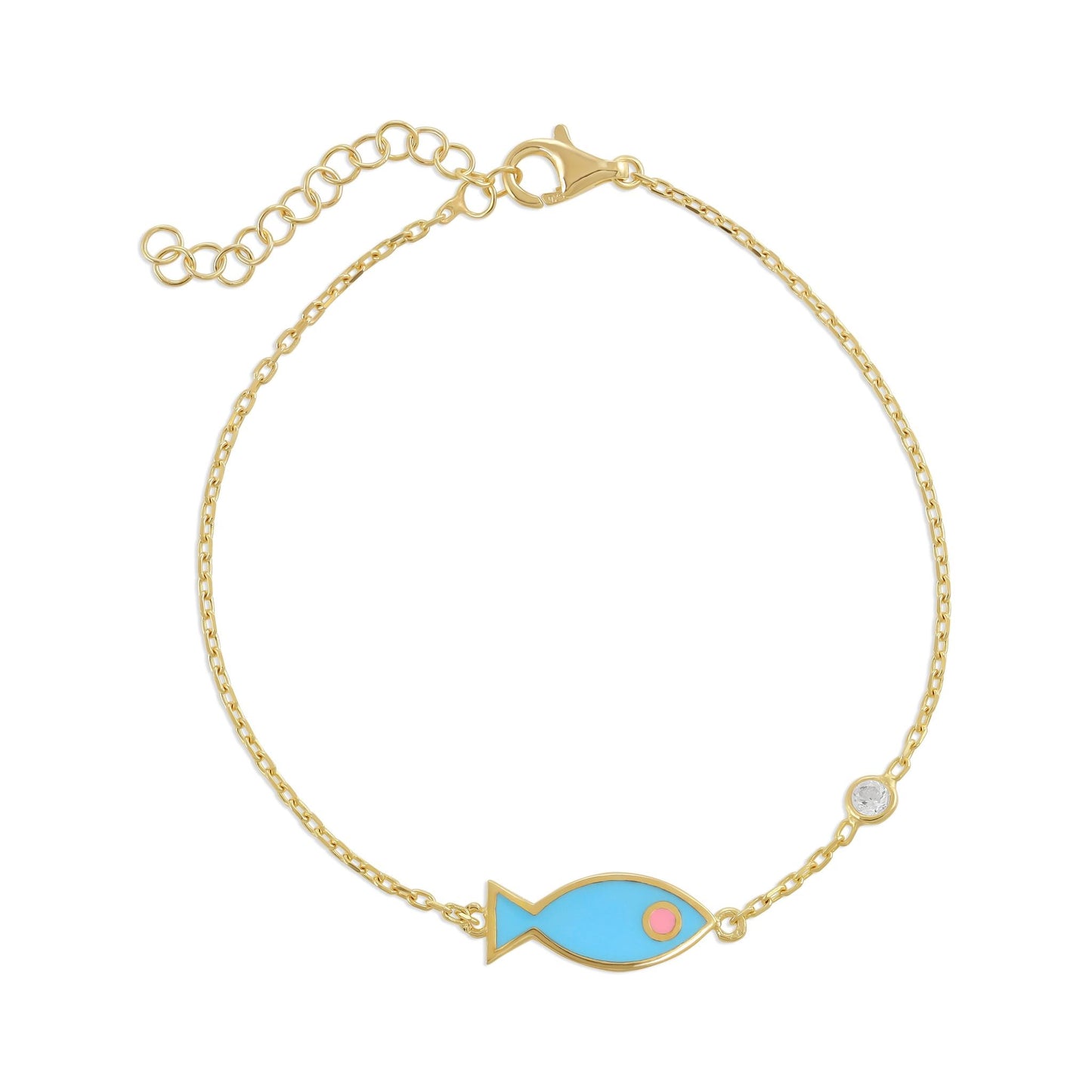 925 sterling silver blue fish bracelet PBR8005 - B - FJewellery