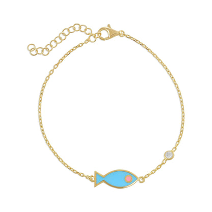 925 sterling silver blue fish bracelet PBR8005 - B - FJewellery