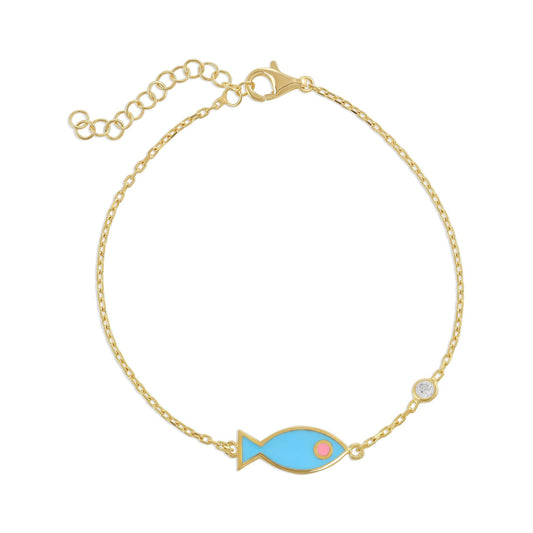 925 sterling silver blue fish bracelet PBR8005 - B - FJewellery