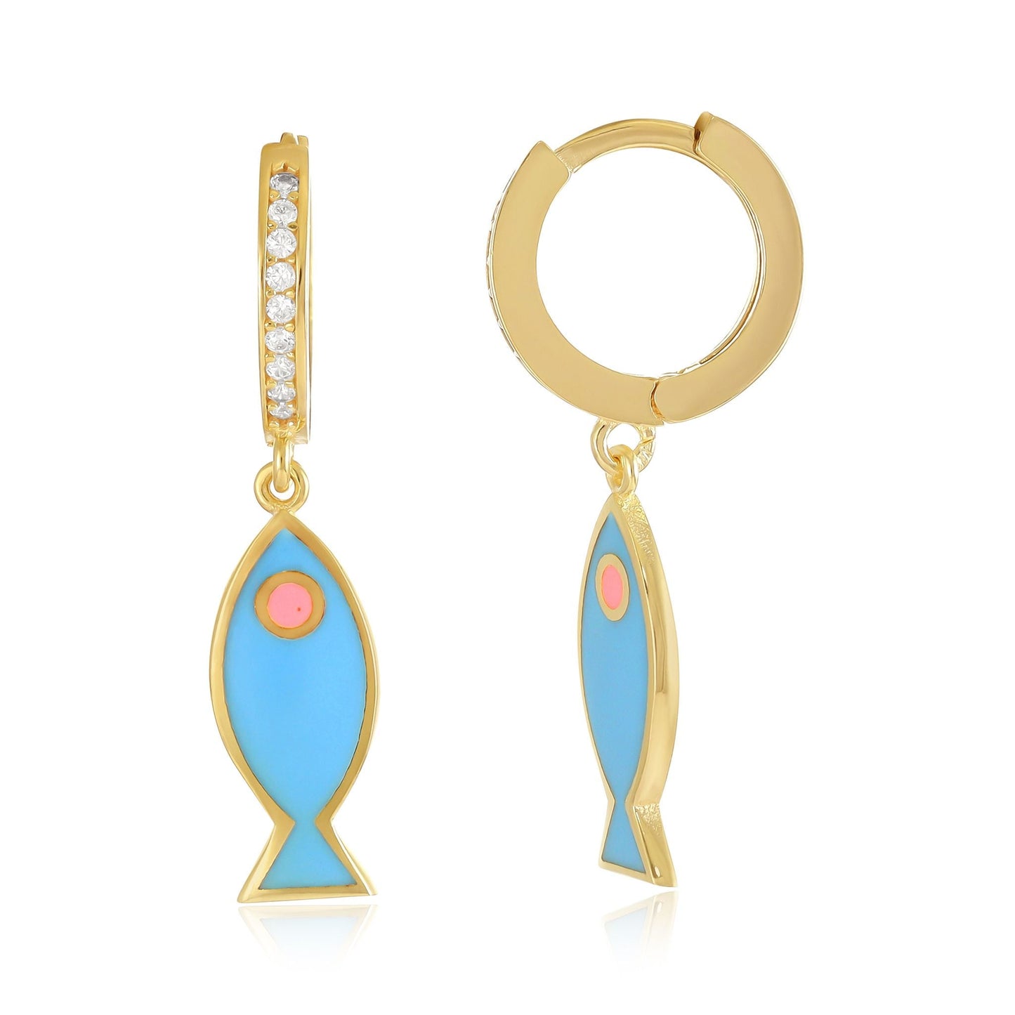 925 sterling silver blue fish earrings PER8005 - B - FJewellery