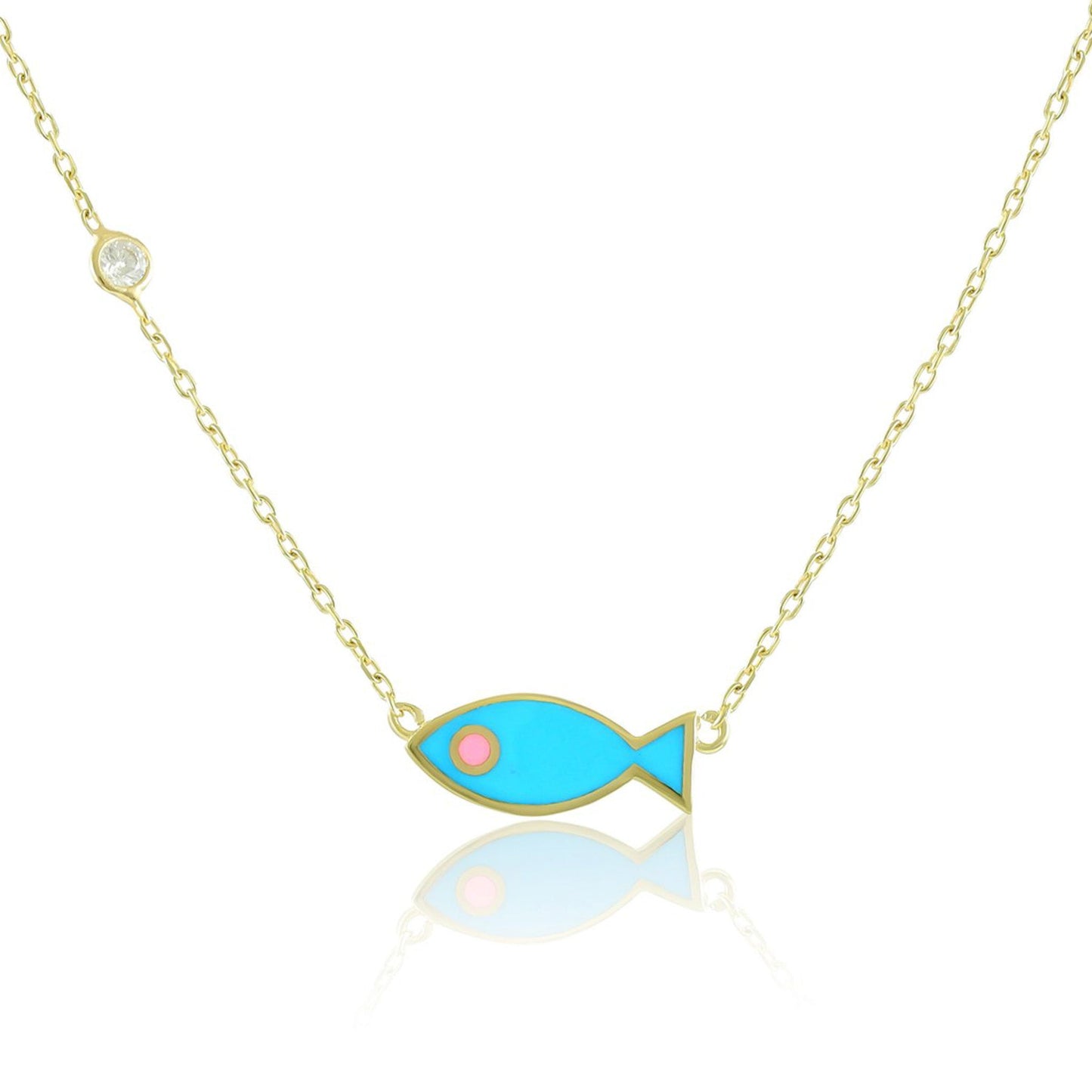 925 sterling silver blue fish necklace PNK8005 - B - FJewellery
