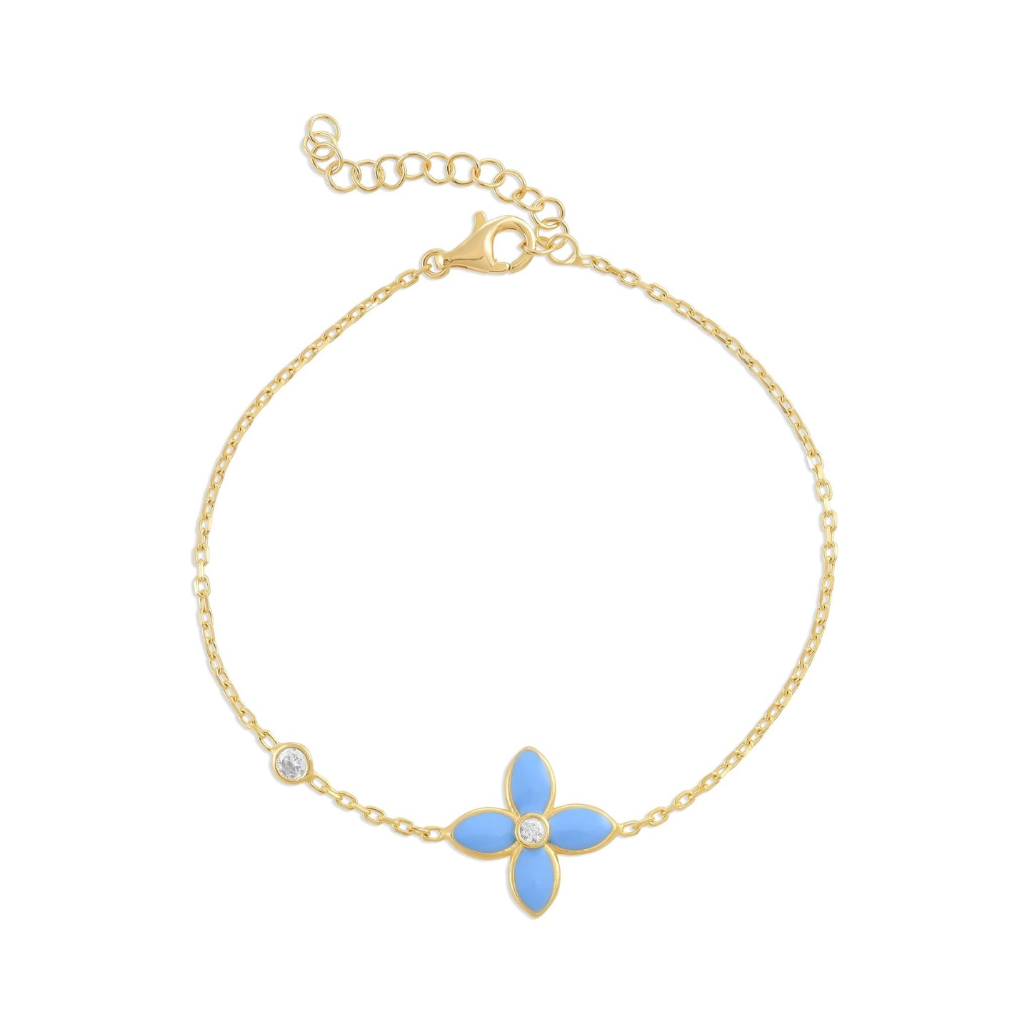 925 sterling silver blue flower bracelet PBR8004 - B - FJewellery