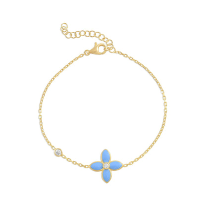 925 sterling silver blue flower bracelet PBR8004 - B - FJewellery