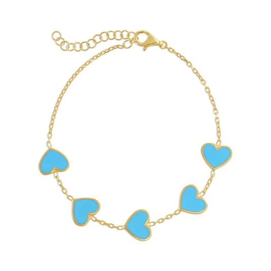 925 sterling silver blue heart bracelet PBR8002 - B - FJewellery