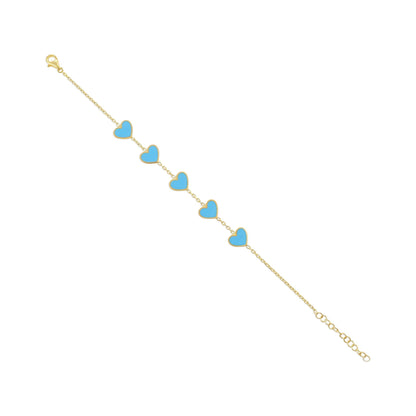 925 sterling silver blue heart bracelet PBR8002 - B - FJewellery