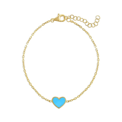 925 sterling silver blue heart bracelet PBR8003 - B - FJewellery