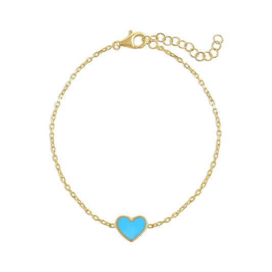 925 sterling silver blue heart bracelet PBR8003 - B - FJewellery