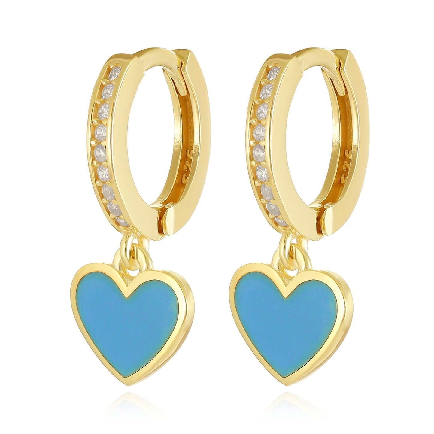 925 sterling silver blue heart earrings PER8002 - B - FJewellery
