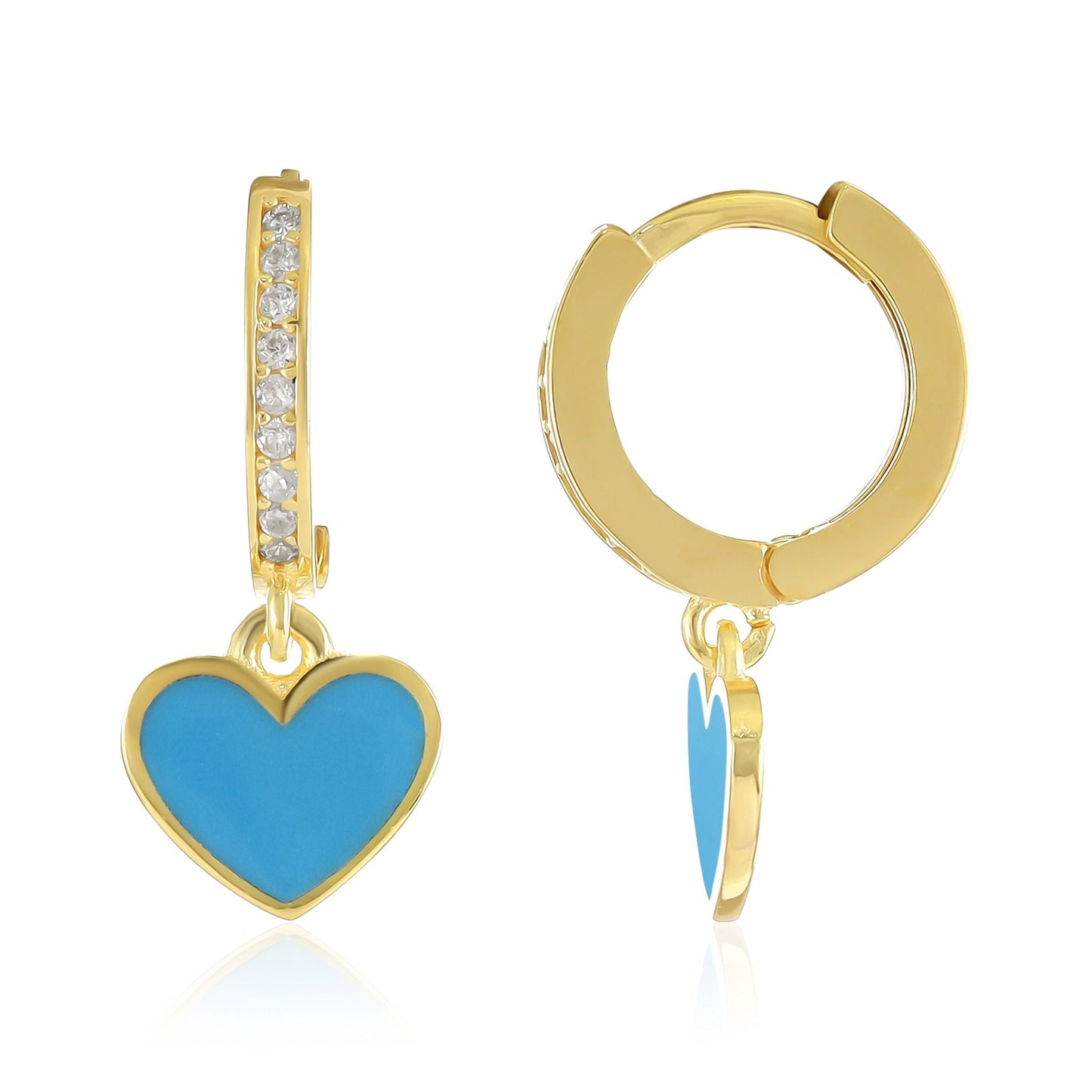 925 sterling silver blue heart earrings PER8002 - B - FJewellery