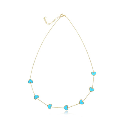 925 sterling silver blue heart necklace PNK8002 - B - FJewellery