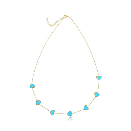 925 sterling silver blue heart necklace PNK8002 - B - FJewellery