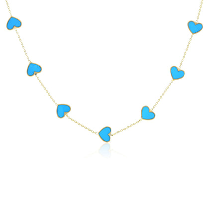 925 sterling silver blue heart necklace PNK8002 - B - FJewellery