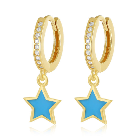 925 sterling silver blue star earrings PER8001 - B - FJewellery