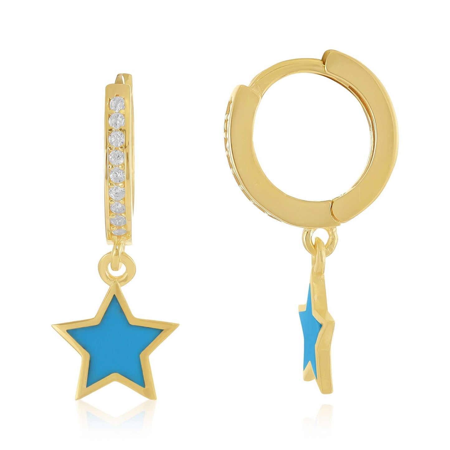 925 sterling silver blue star earrings PER8001 - B - FJewellery