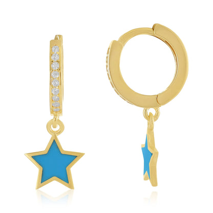 925 sterling silver blue star earrings PER8001 - B - FJewellery