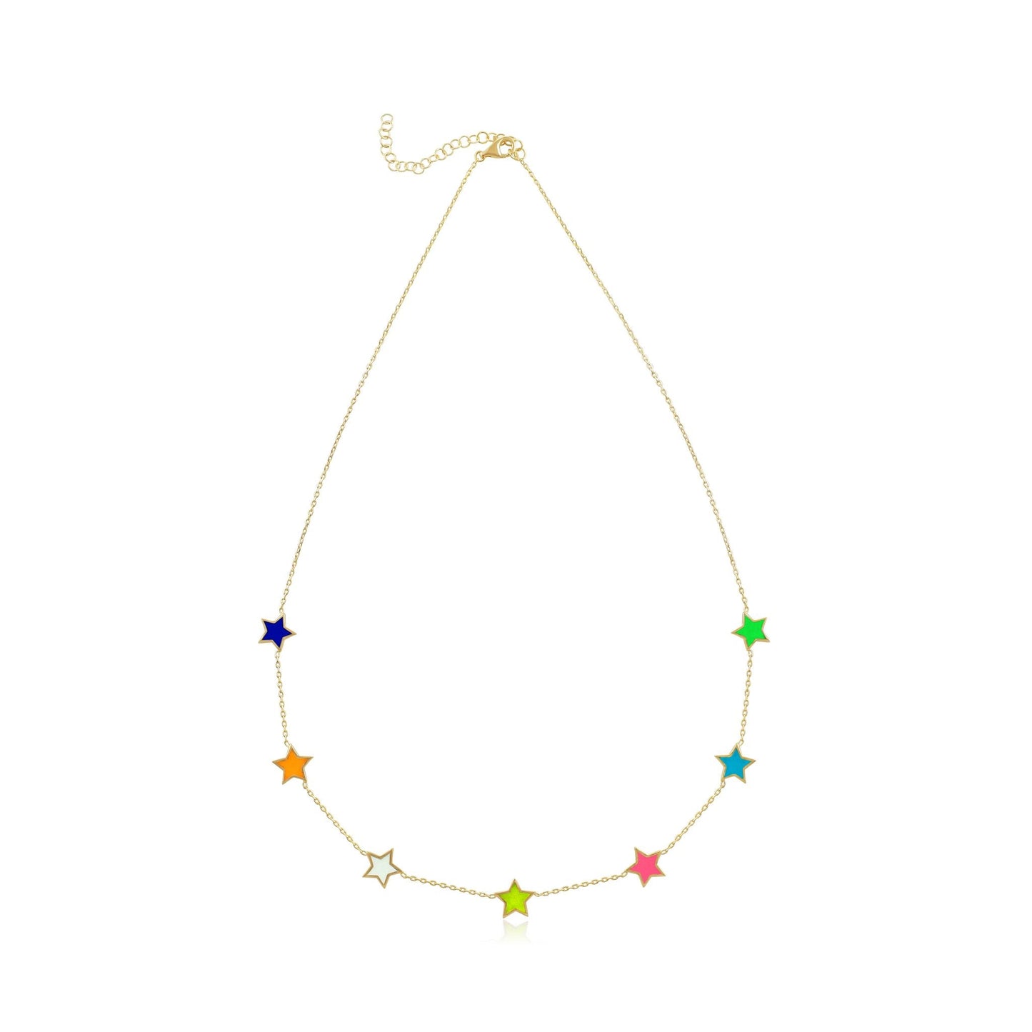 925 sterling silver mutlicolor star necklace PNK8001 - M - FJewellery