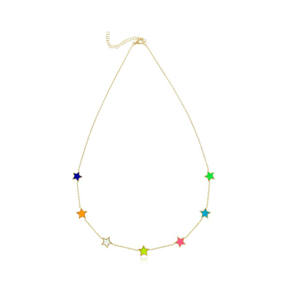 925 sterling silver mutlicolor star necklace PNK8001 - M - FJewellery