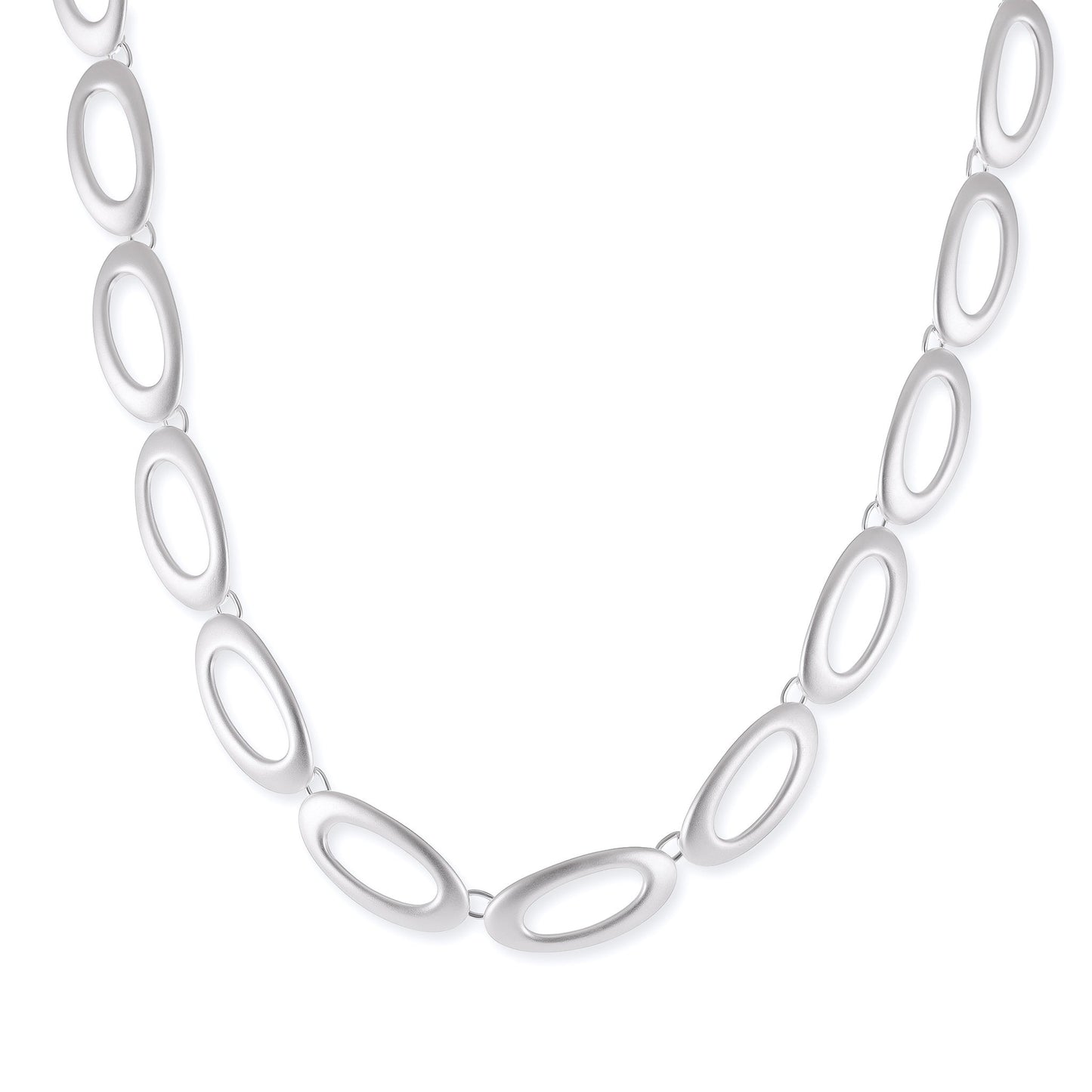 925 Sterling Silver Oval Link Necklace SNK10001 - FJewellery