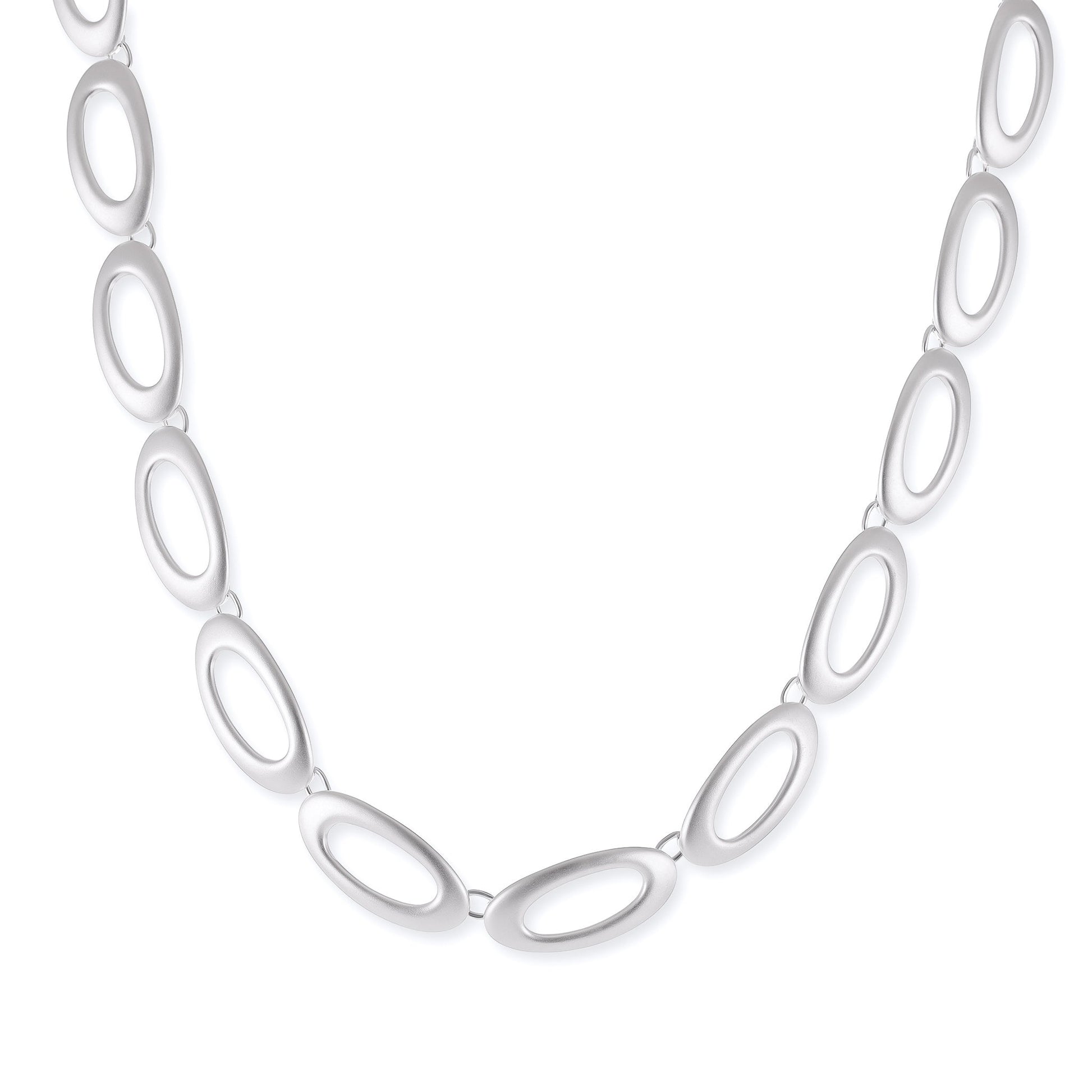 925 Sterling Silver Oval Link Necklace SNK10001 - FJewellery
