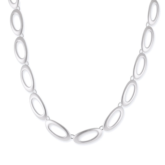 925 Sterling Silver Oval Link Necklace SNK10001 - FJewellery