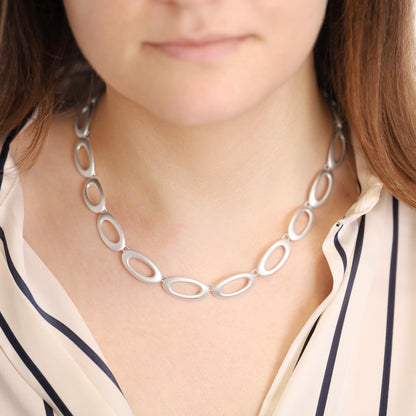 925 Sterling Silver Oval Link Necklace SNK10001 - FJewellery