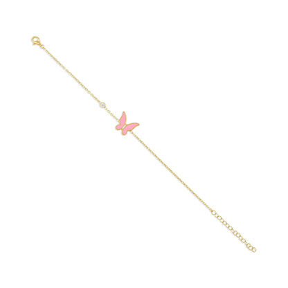 925 sterling silver pink butterfly bracelet PBR8006 - P - FJewellery